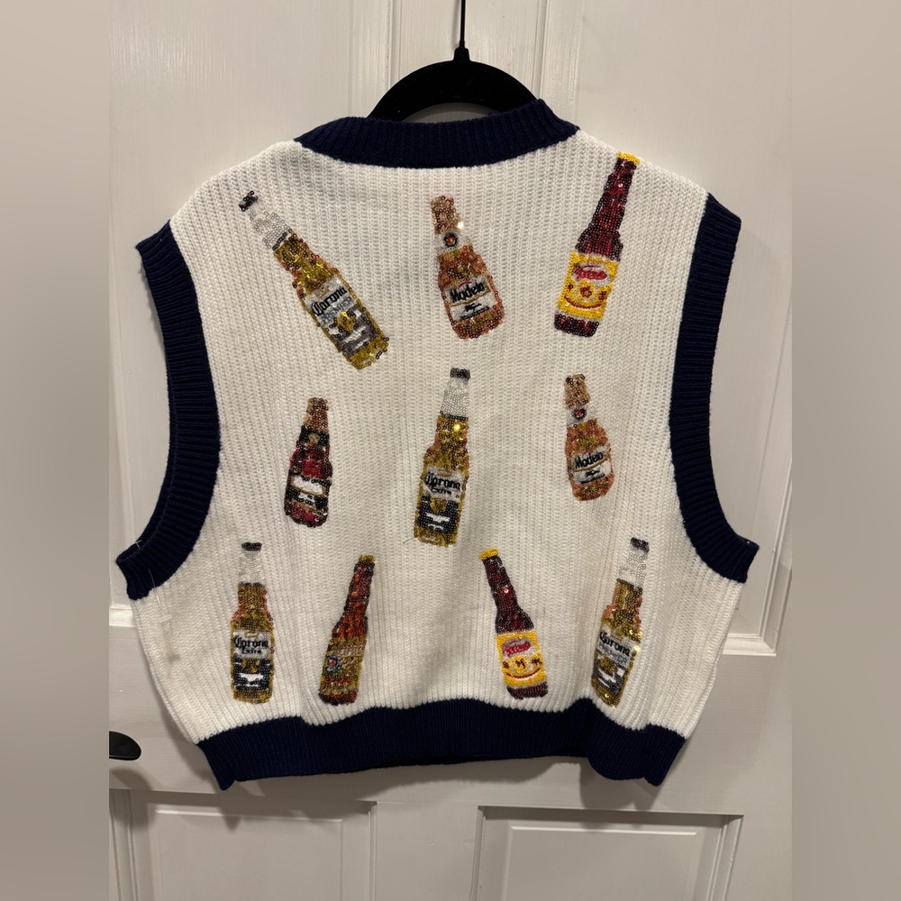Queen of Sparkles Beer Queen Knit Vest With Sequin Detail - Picture 4 of 4